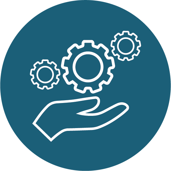 hand with cogs above it